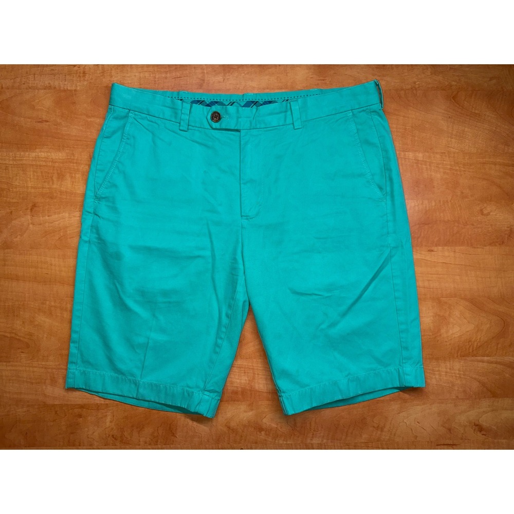 Brooks Brothers Mens Bermuda Shorts Size 35 Turquoise Green Cotton Chino